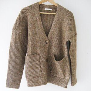 Oak + Fort Relaxed Fit Cardigan in Heather Portabella XS